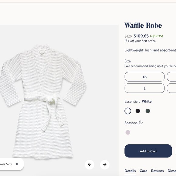 COPY - brooklinen Waffle Robe XL / XXL 100% Turkish Cotton - Open Packaging - Picture 1 of 1